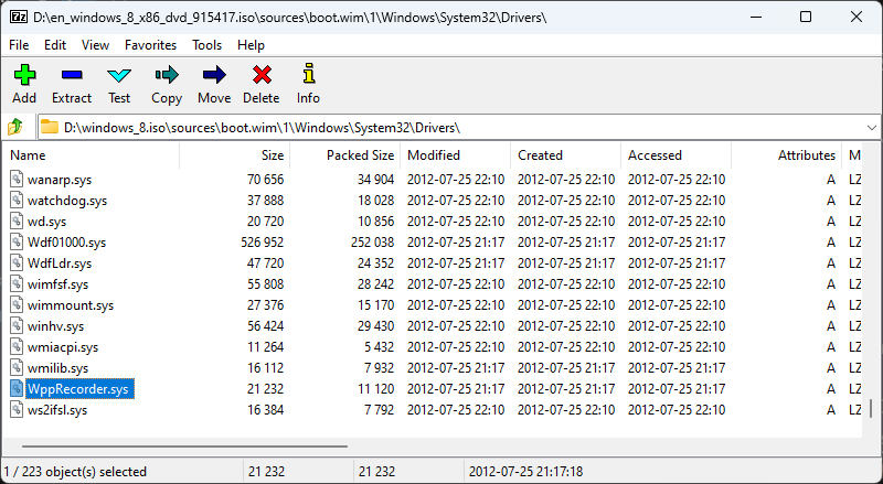 Locate and extract WppRecorder.sys