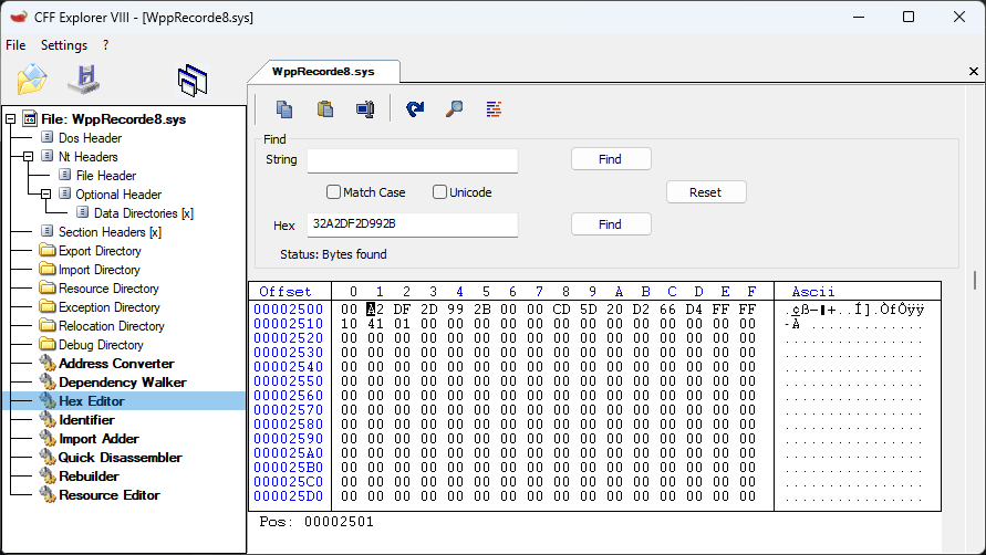 Replace x64 WppRecorde8.sys hex value