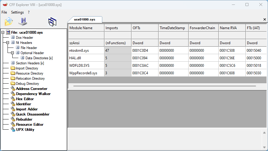 Replace ucx01000.sys import directory