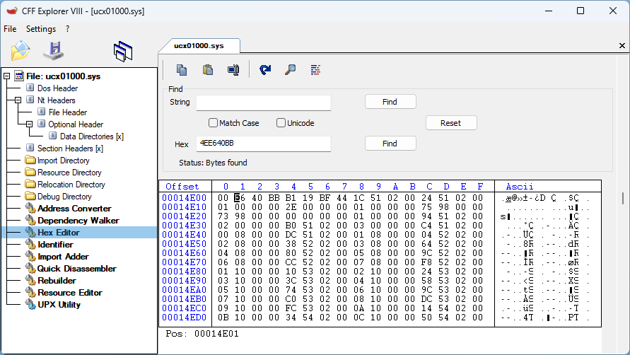 Replace x86 ucx01000.sys hex value