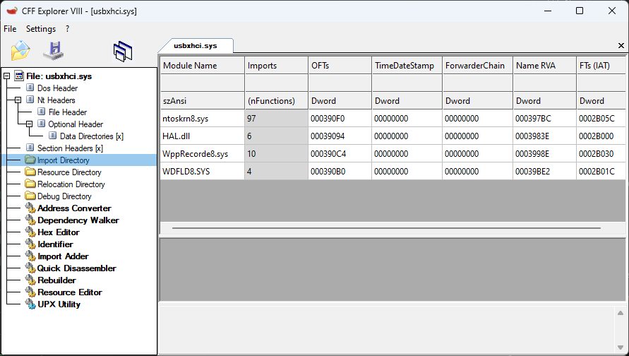 Replace usbxhci.sys import directory