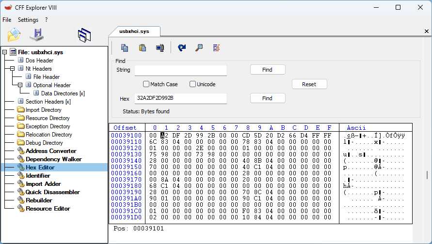 Replace x64 usbxhci.sys hex value